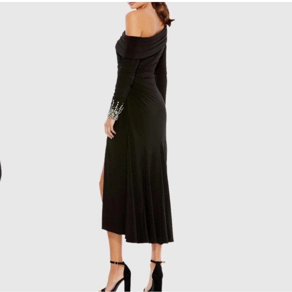 Ieena for Mac Duggal black midi dress with gorgeous jewels - Picture 2 of 8